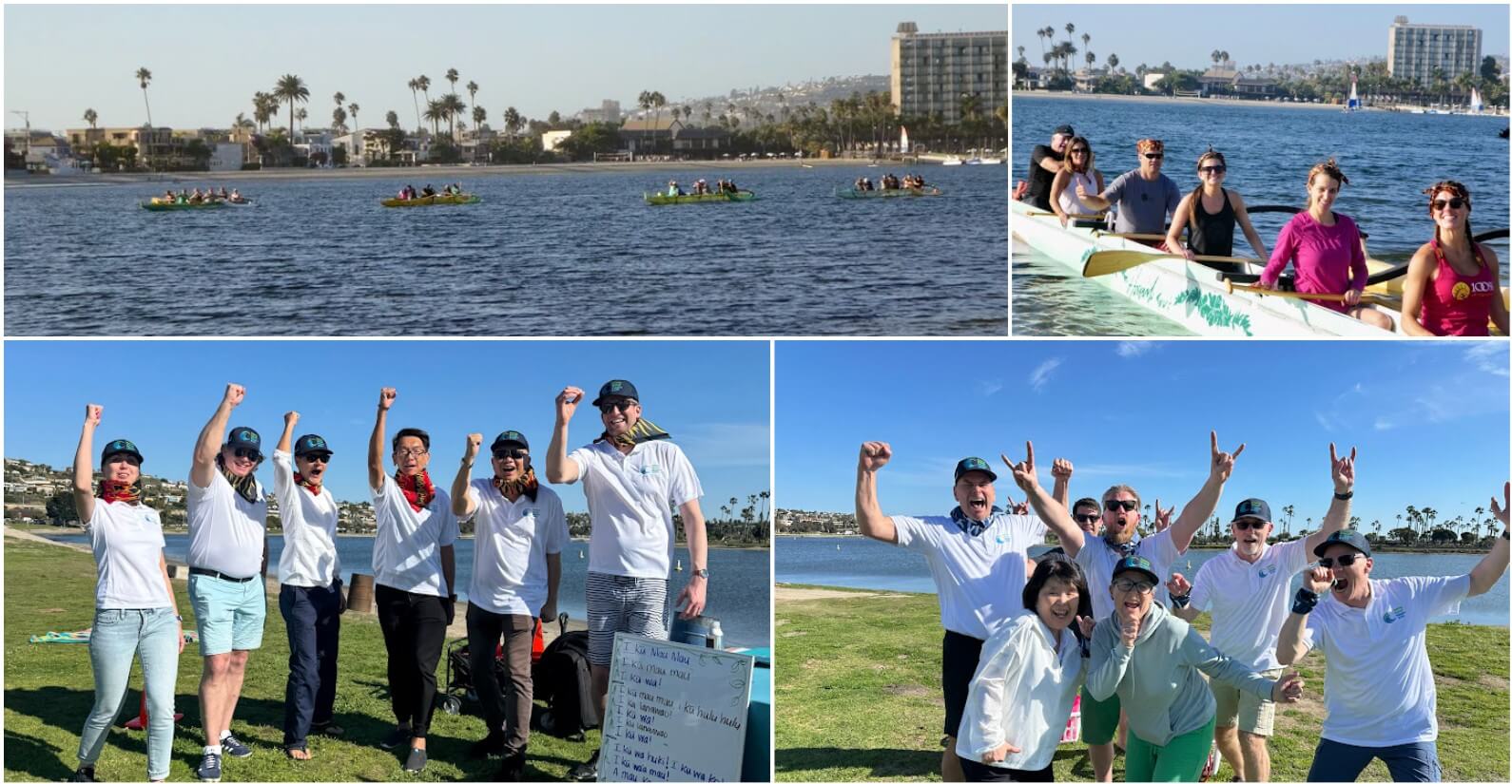 blog-collage Collage of people on the bay doing team building games