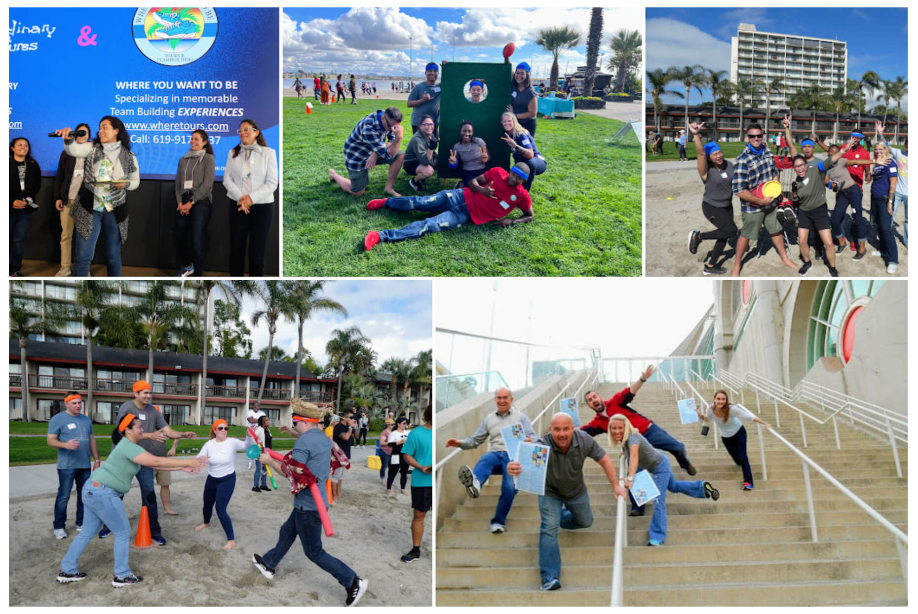ooo-collage Cpllage of people having fun in team building